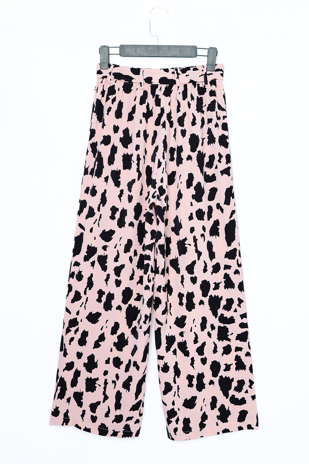 Pink Geometric Print Elastic Waist Pants with Tie