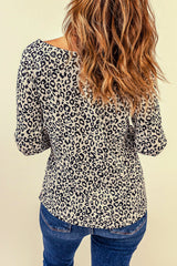 Leopard V Neck Long Sleeve Top