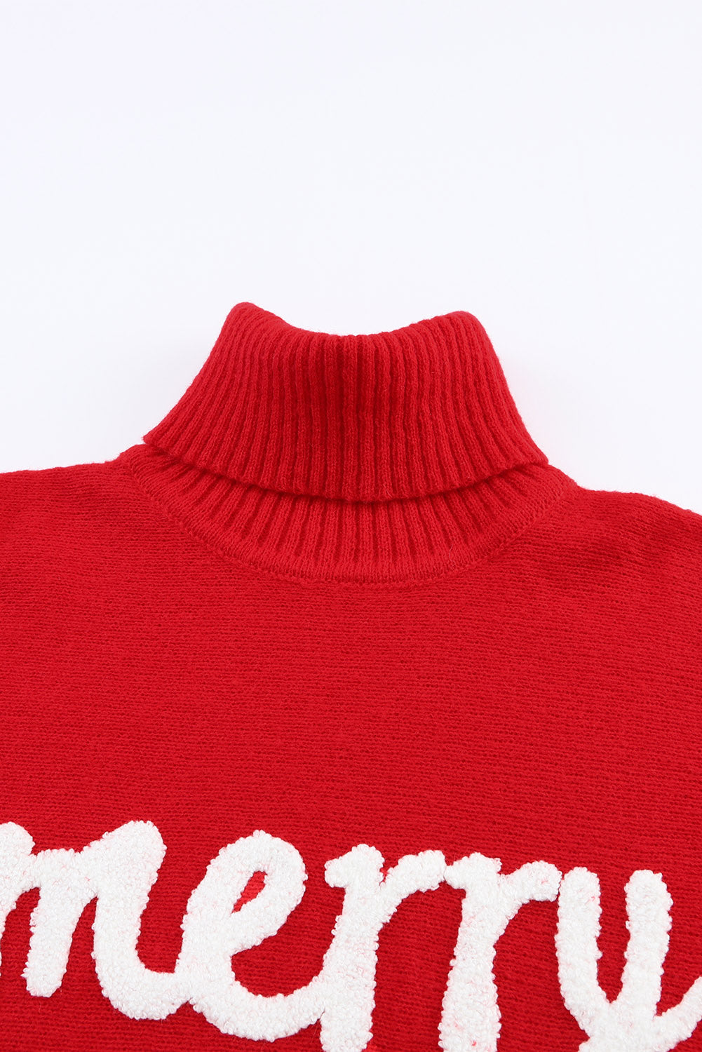 Rose Merry Letter Embroidered High Neck Sweater