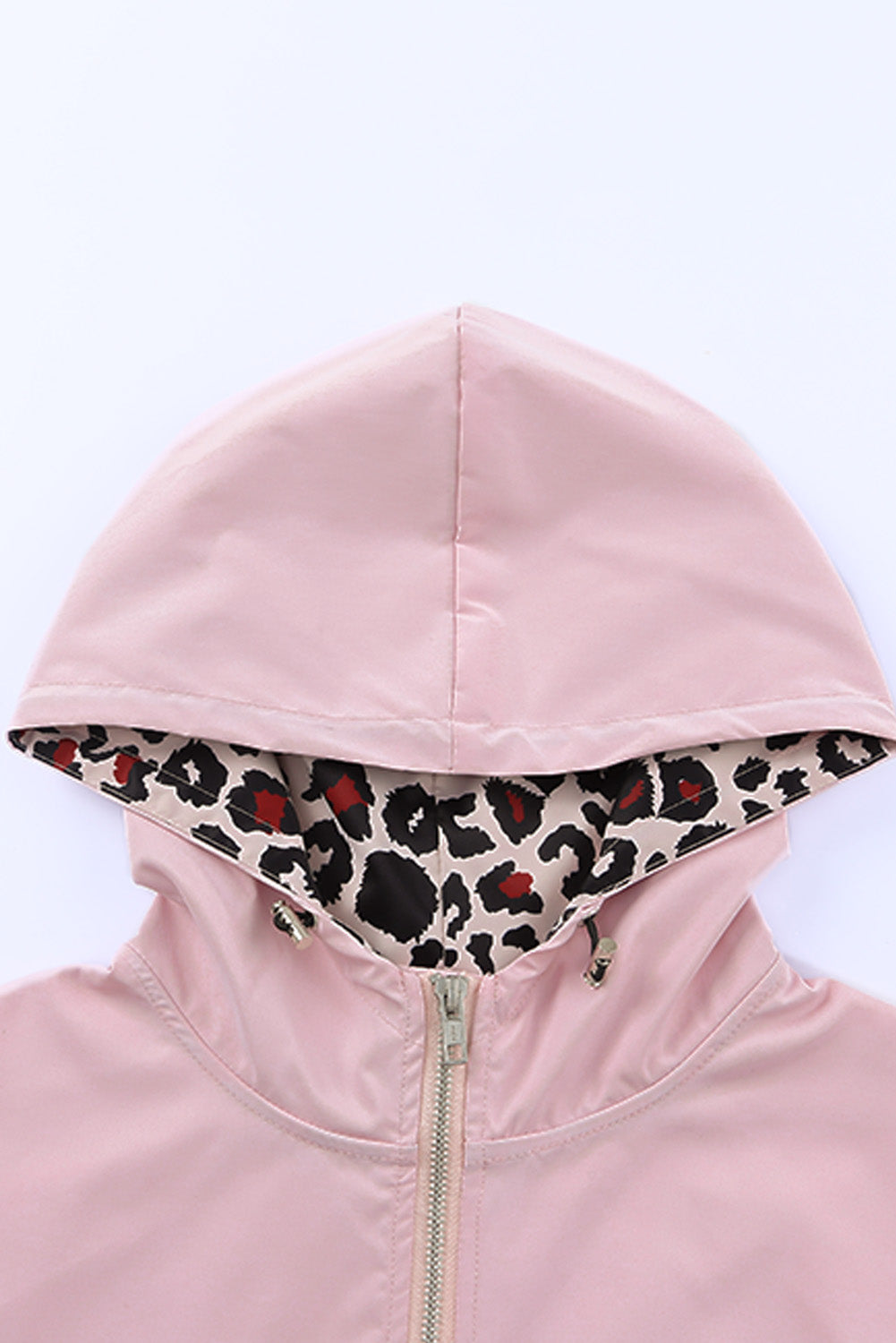 Black Leopard Patchwork Half Zip Pocketed Pullover Hoodie