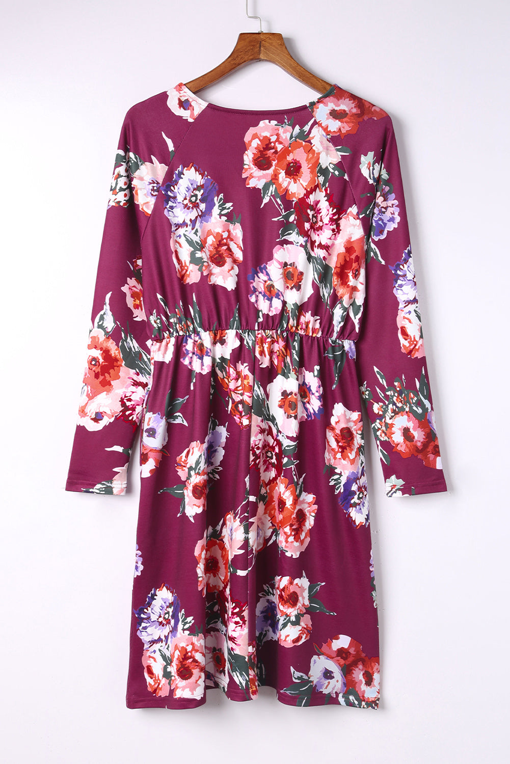 Rose Long Sleeve High Waist Floral Dress
