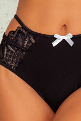 Black Lace Cutout Small Bow Panty