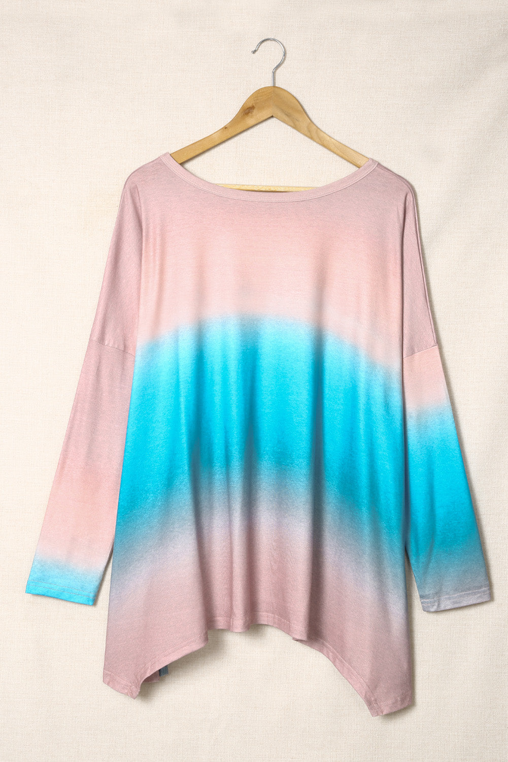 Sky Blue Plus Size Painted Poncho Top