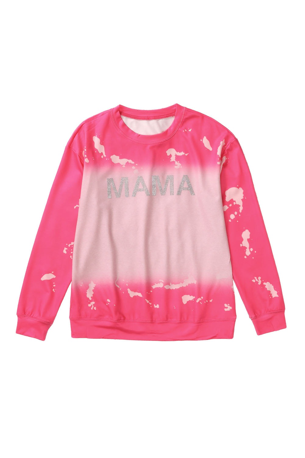 Pink Mama Rhinestone Letter Graphic Tie Dye Pullover