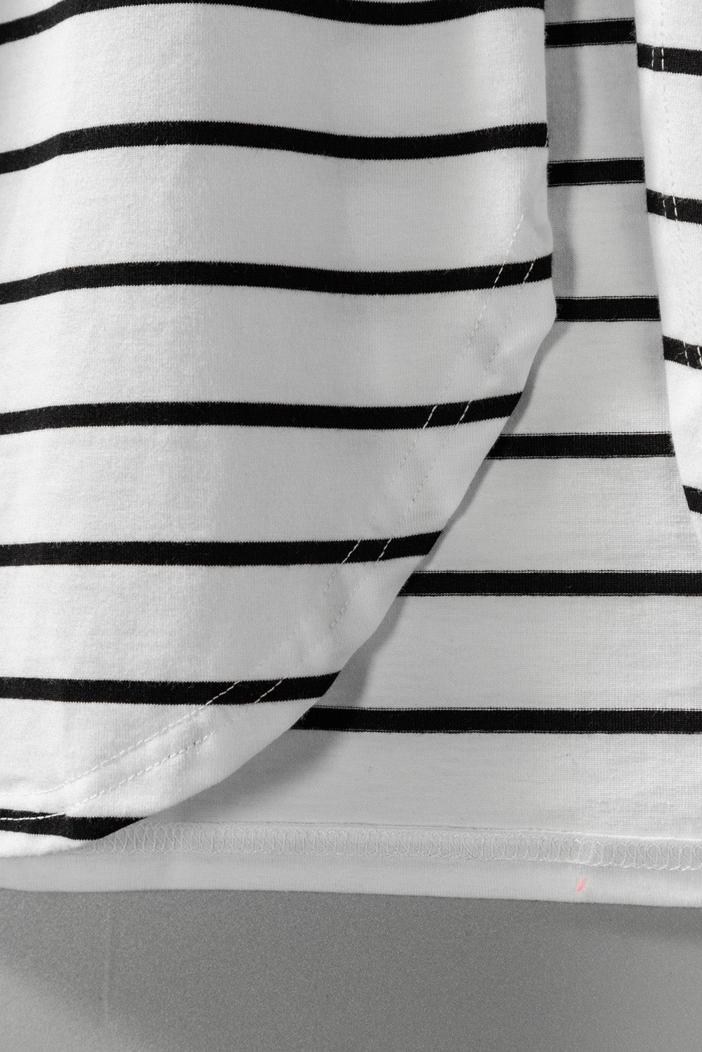 White Stripe Wrapped V Neck Short Sleeve Split Dress