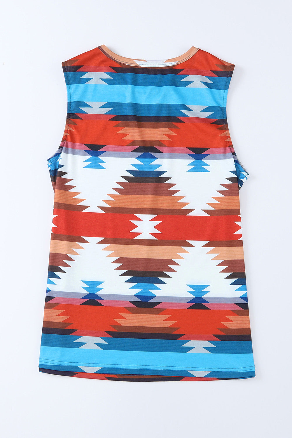 Red Aztec Geometric Print Hollowed Neckline Tank Top