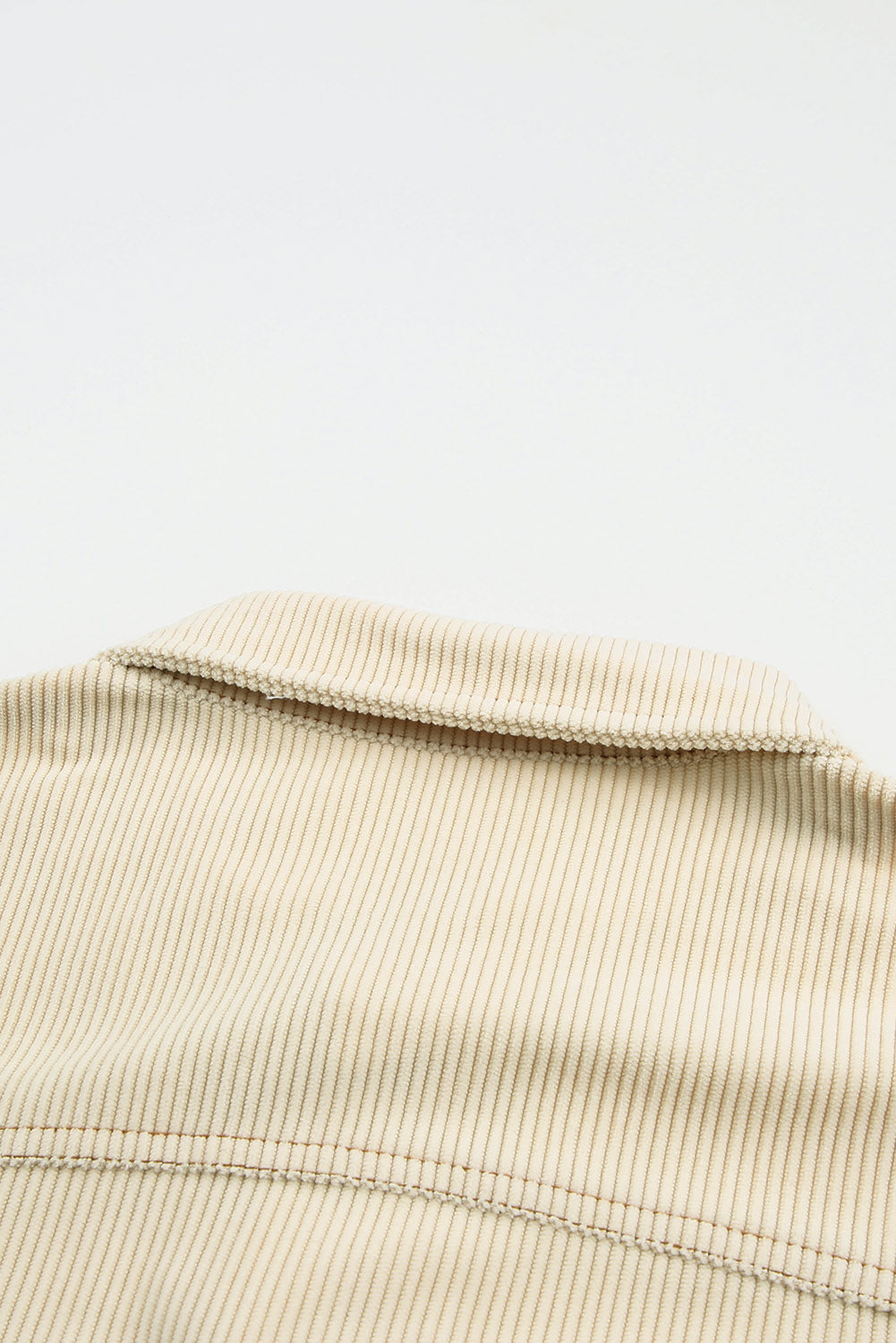 Green Button Up Pockets Striped Color Block Corduroy Jacket