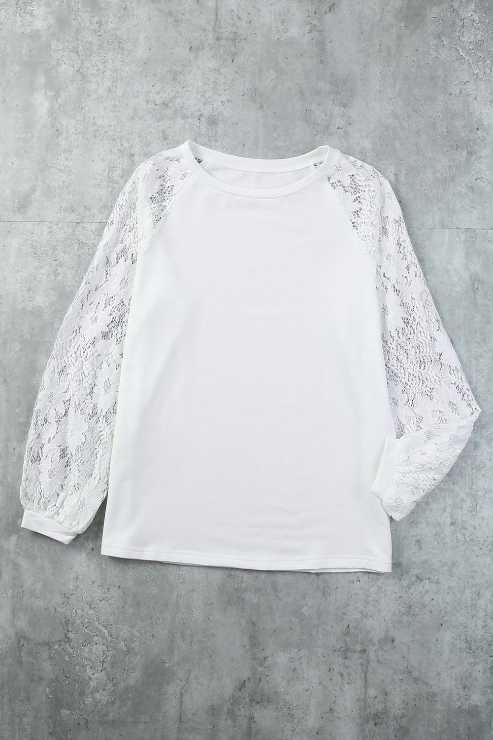 White Lace Crochet Long Sleeve Top