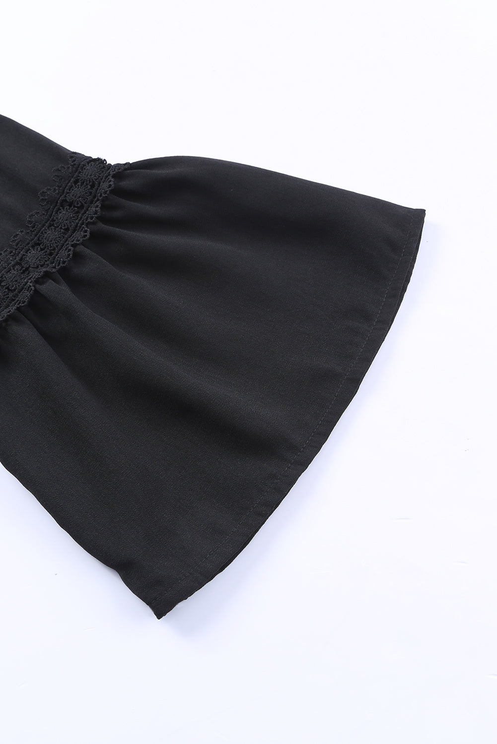 Black Lace Trim Tie Back Plus Size Tiered Swing Dress