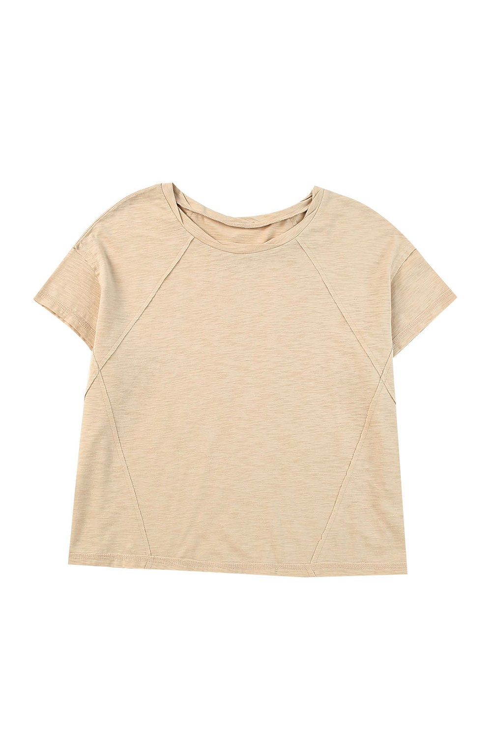 Apricot Solid Patched Side Slit T Shirt