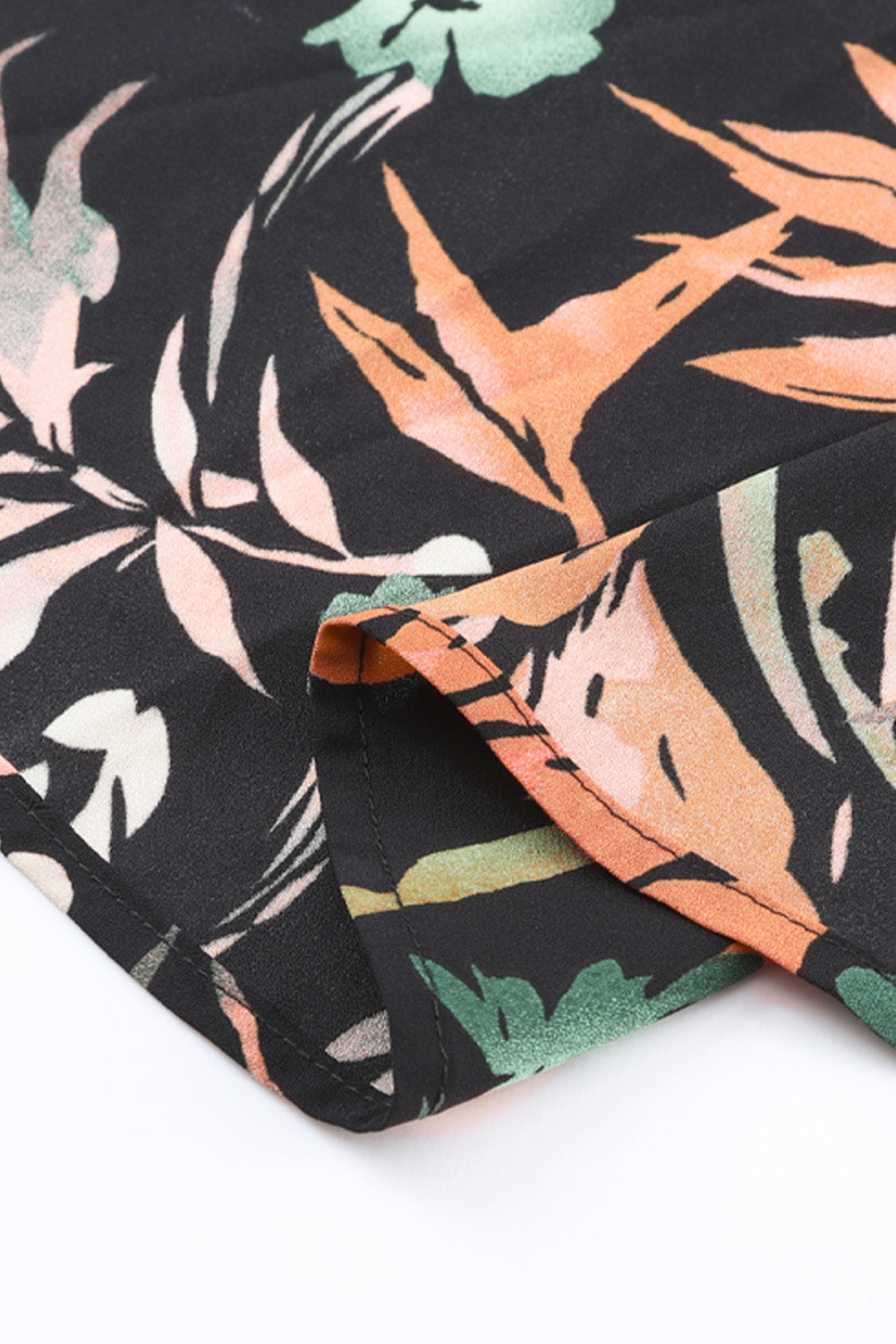 Black Floral Print Knotted Wrapped V Neck Maxi Dress
