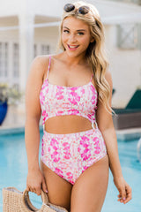 Pink Watercolor One Piece Cut Swimsuit