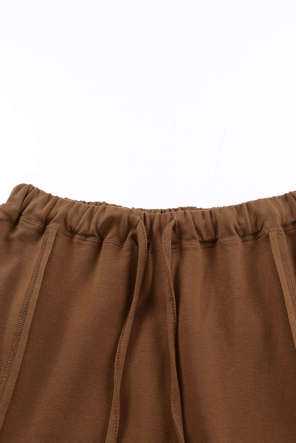 Brown Multi-pockets Drawstring High Waist Joggers