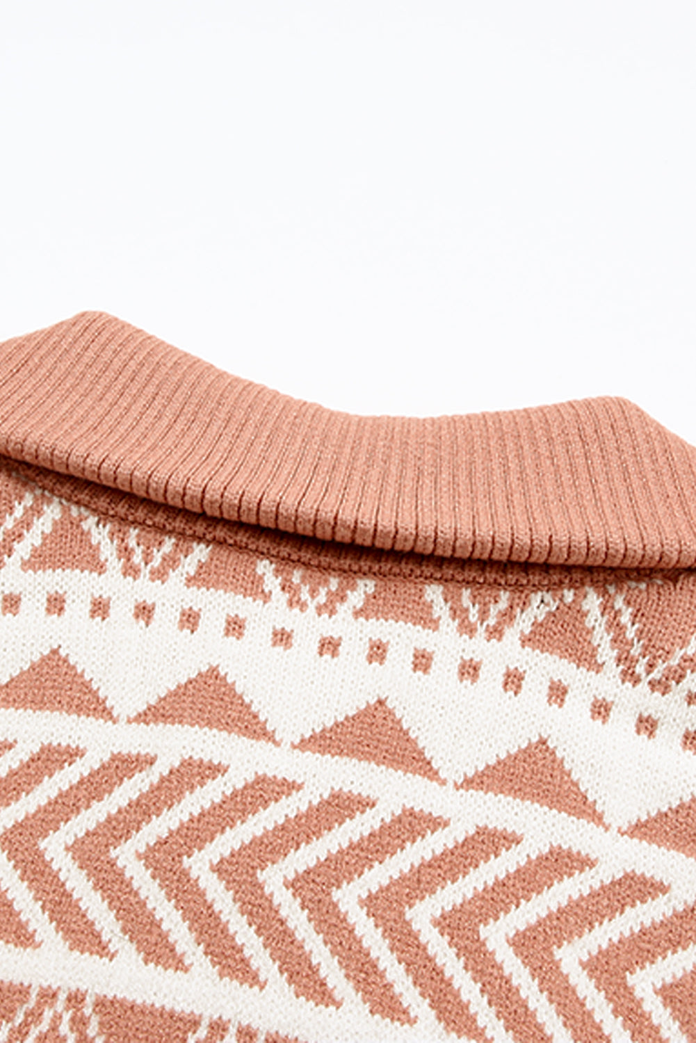 Blue Geometry Knit Quarter Zip Sweater