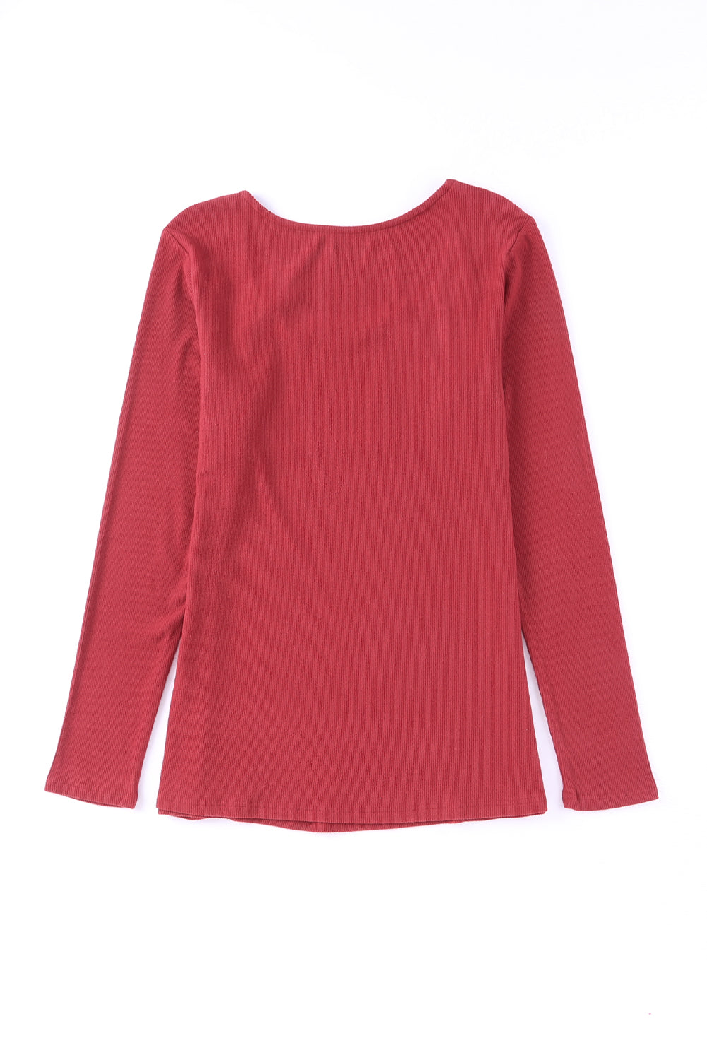 Red Lace Crochet V Neck Long Sleeve Top