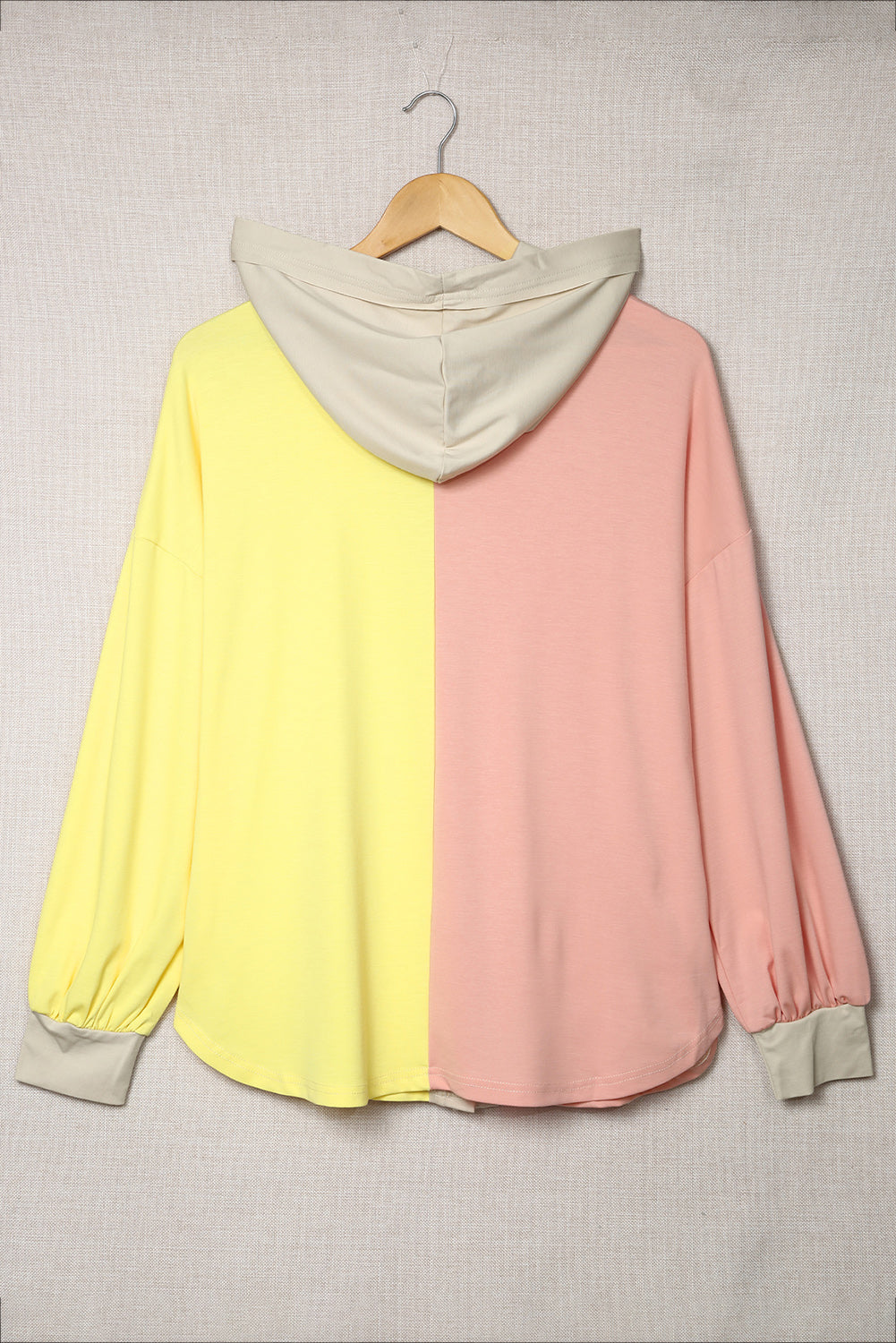 Multicolor Color Block Pocketed Button Down Shirt Jacket with Hood