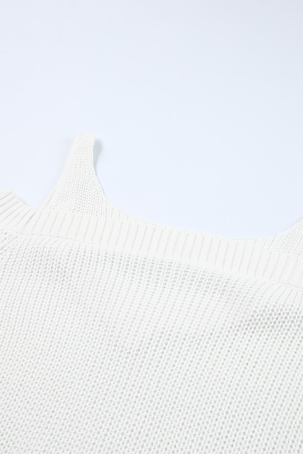 White Dew Shoulder Knitted Sweater