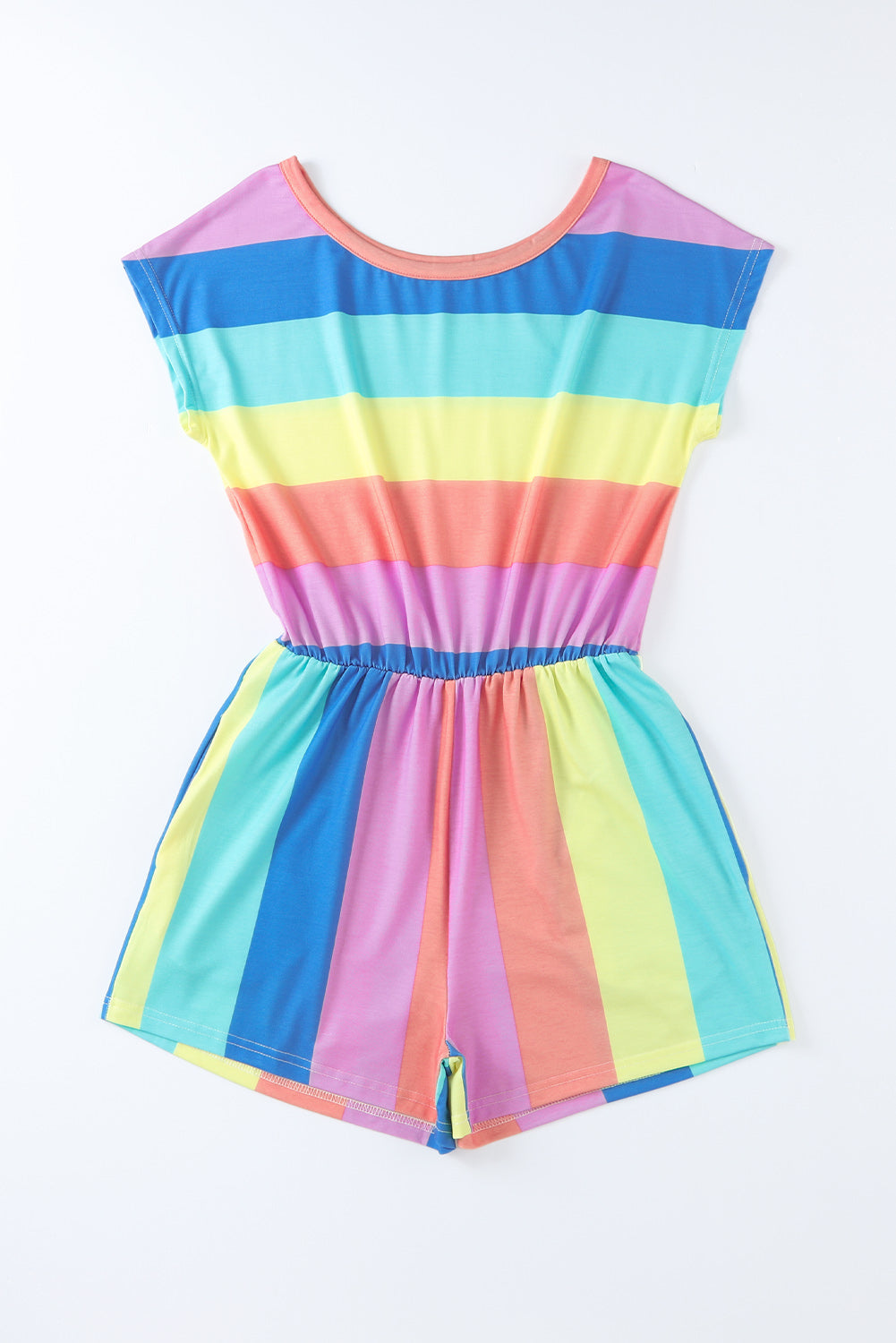 Multicolor Striped Print Tied Shoulder Flowy Tank Top