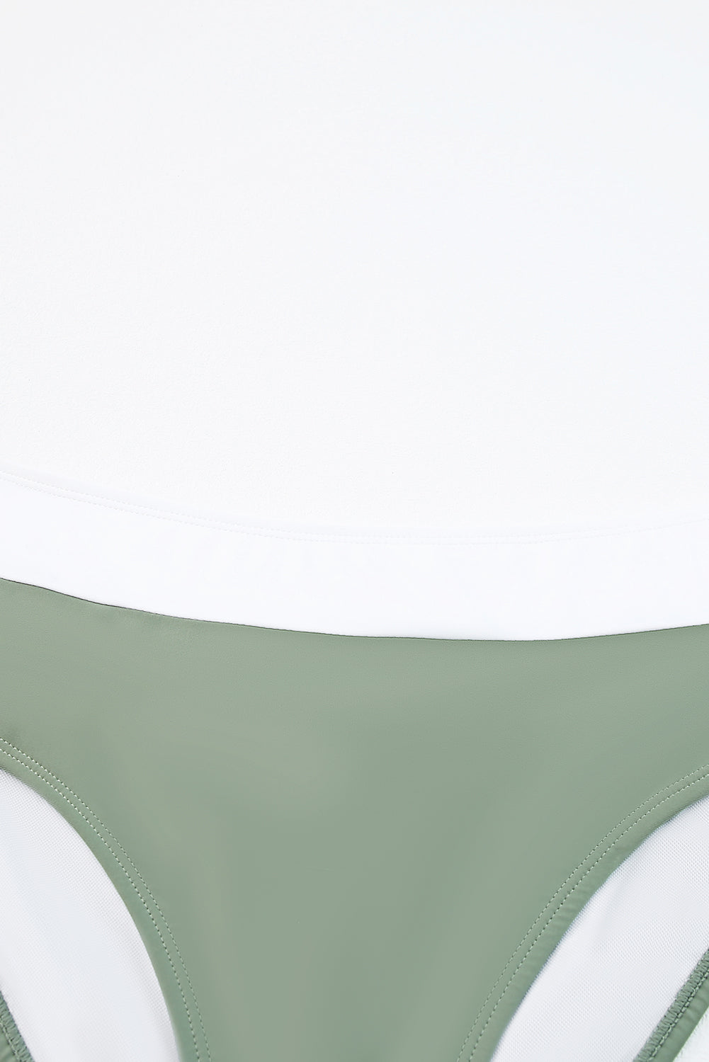 Green Color Block Open Back High Waist Bikini Swimwear