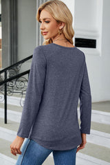 Blue Leopard Patch Detail Long Sleeve Top
