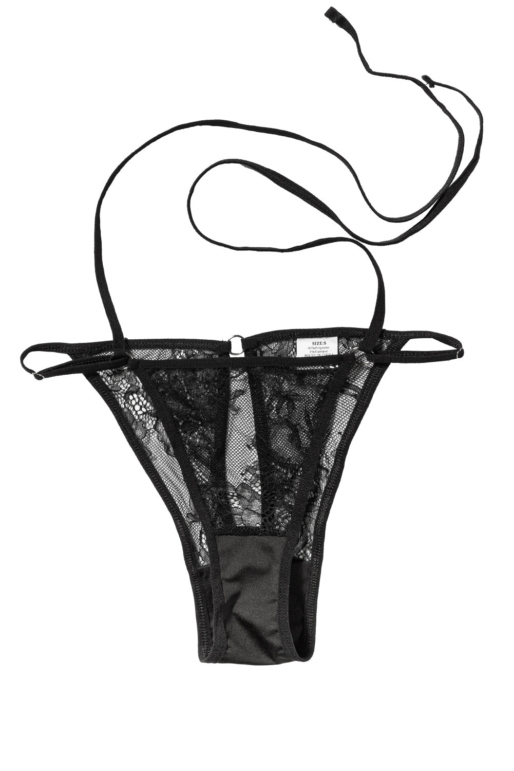 Black Lace Criss Cross Tie Open Back Panty