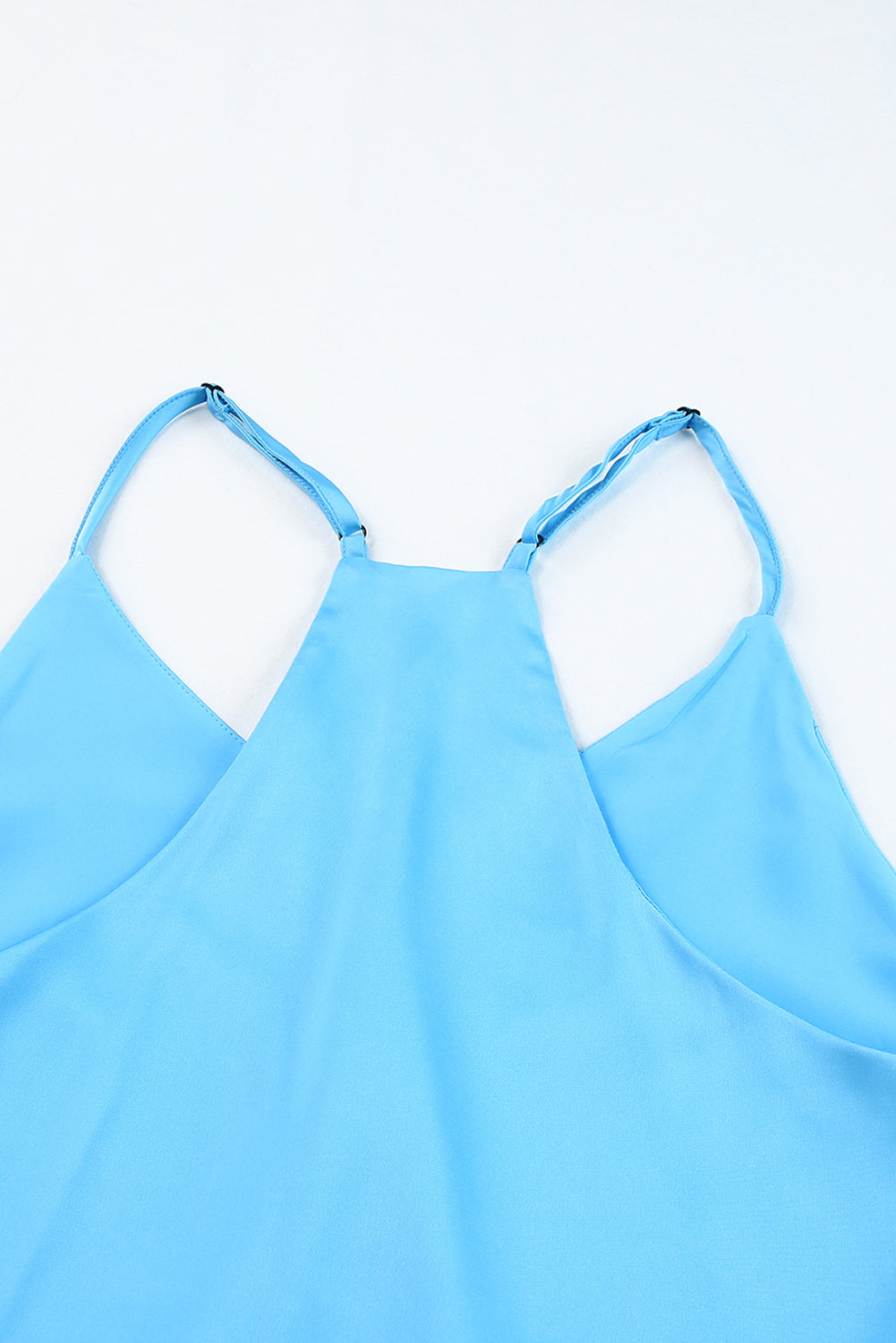 Sky Blue Spaghetti Straps Satin Tank Top