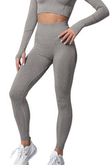 Gray Butt Lift High Waist Ankle Length Yoga Pants