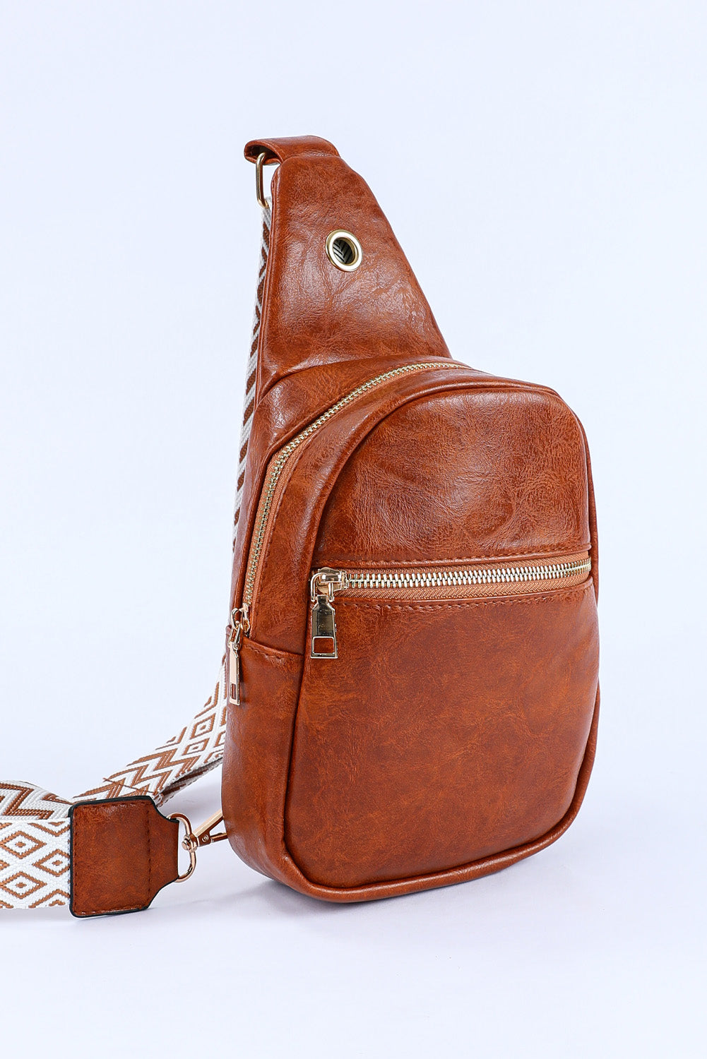 Brown Crossbody PU Leather Sling Bag