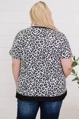 White Camouflage Print Round Neck T-shirt with Slits