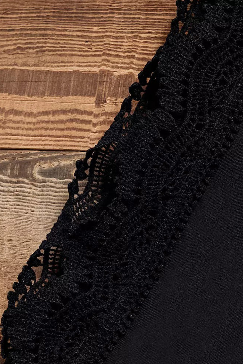 Black Lace Splicing Hollow Out Mini Dress