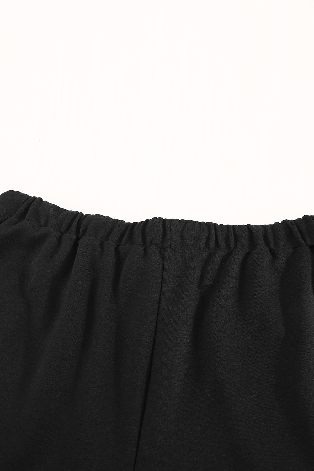 Black Drawstring Elastic Waist Pocketed Shorts