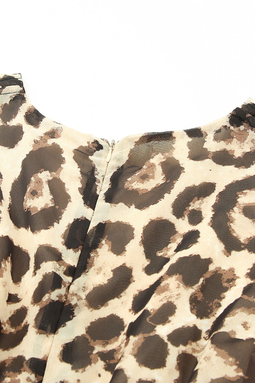 Leopard Print Drawstring V Neck High Waist Long Dress