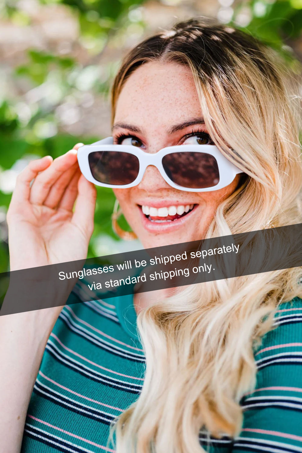White Large Square Frame UV Protection Sunglasses