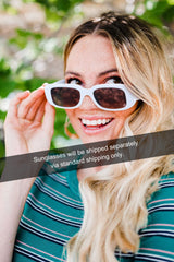 White Large Square Frame UV Protection Sunglasses