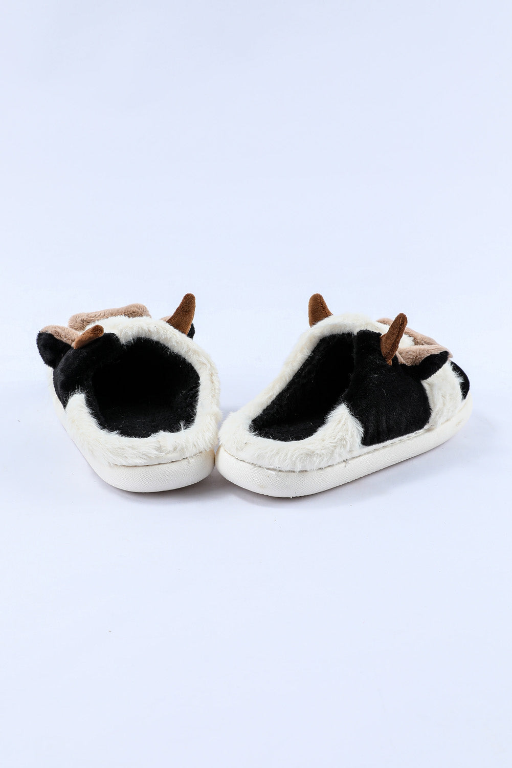 White Cartoon Animal Cow Plush Slippers