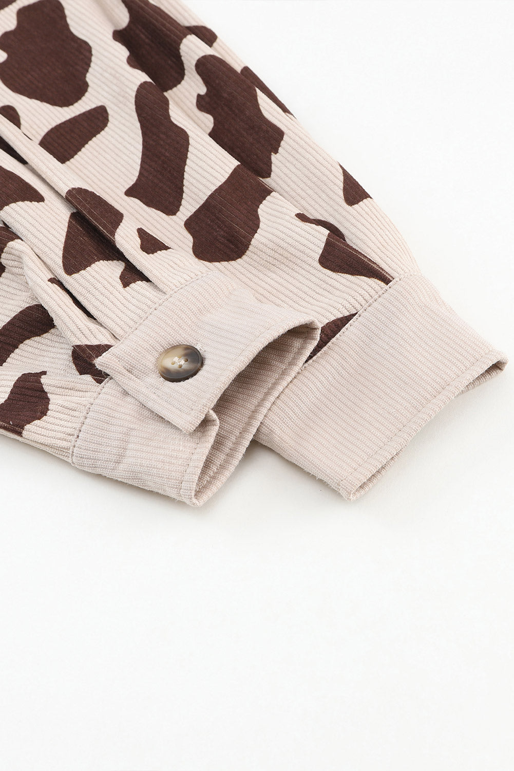 Khaki Cow Spots Printed Corduroy Shacket