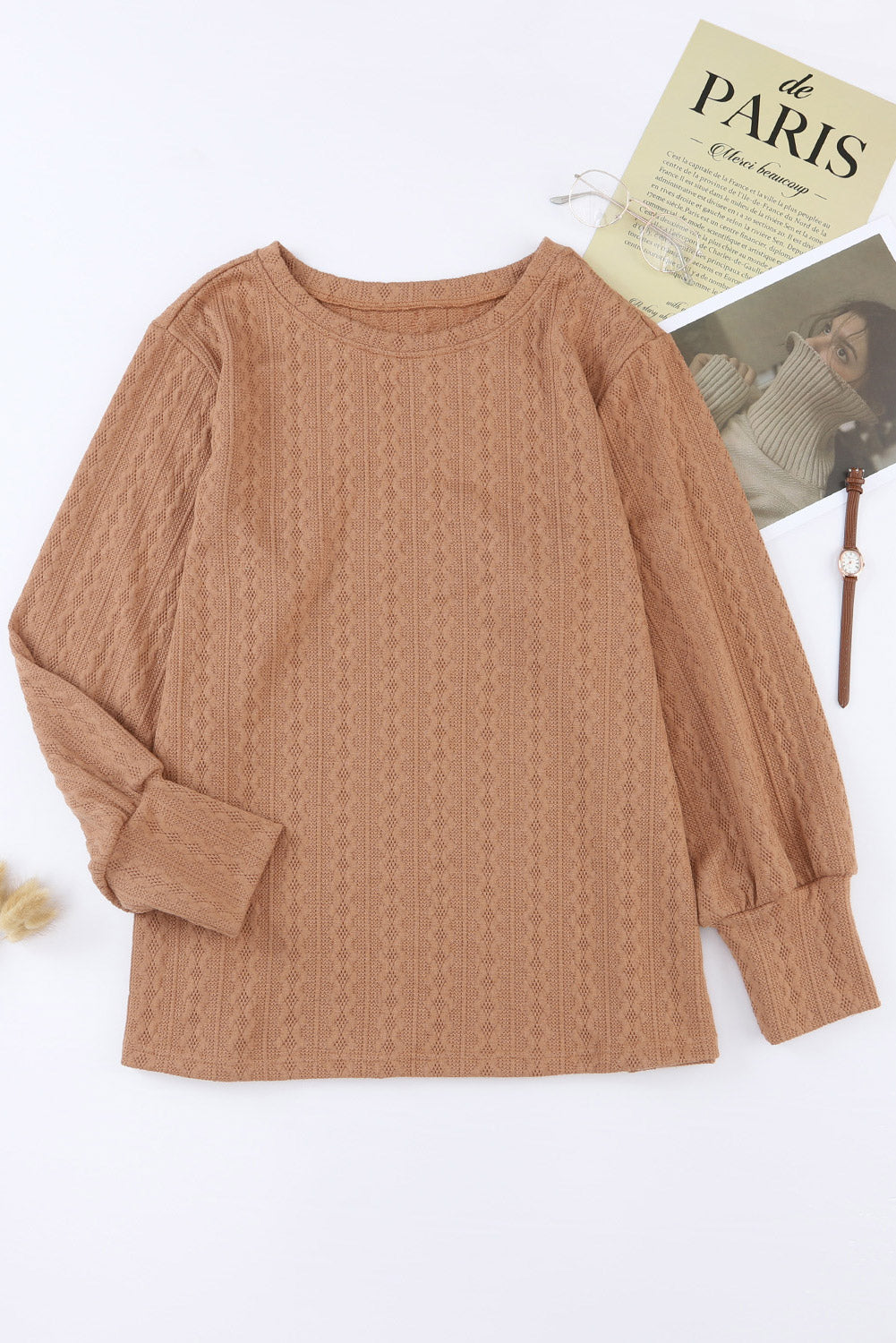 Khaki Subtle Cable Knit Plus Size Jumper