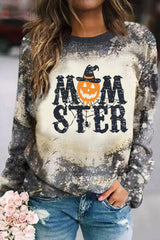 Multicolor MOMSTER Halloween Graphic Tie Dye Long Sleeve Top