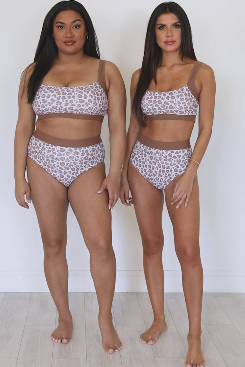 Leopard Contrasting Trim Bikini Set