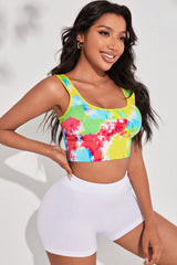 Multicolor Tie-Dye Bra and Shorts Active Outfit