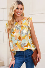 Yellow  Abstract Printed Flutter Tank