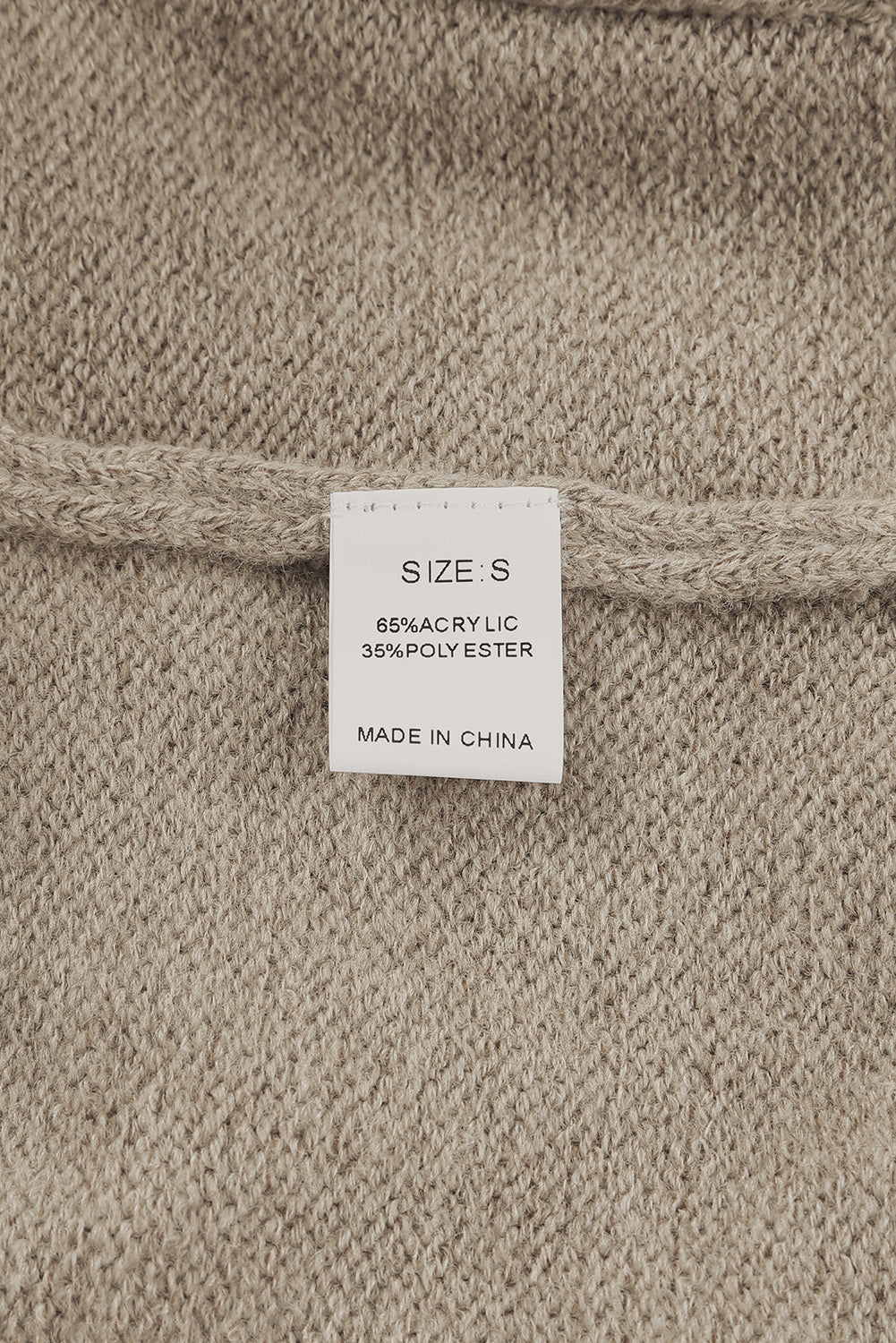 Khaki Drop Shoulder Button Front V Neck Cardigan with Pockets