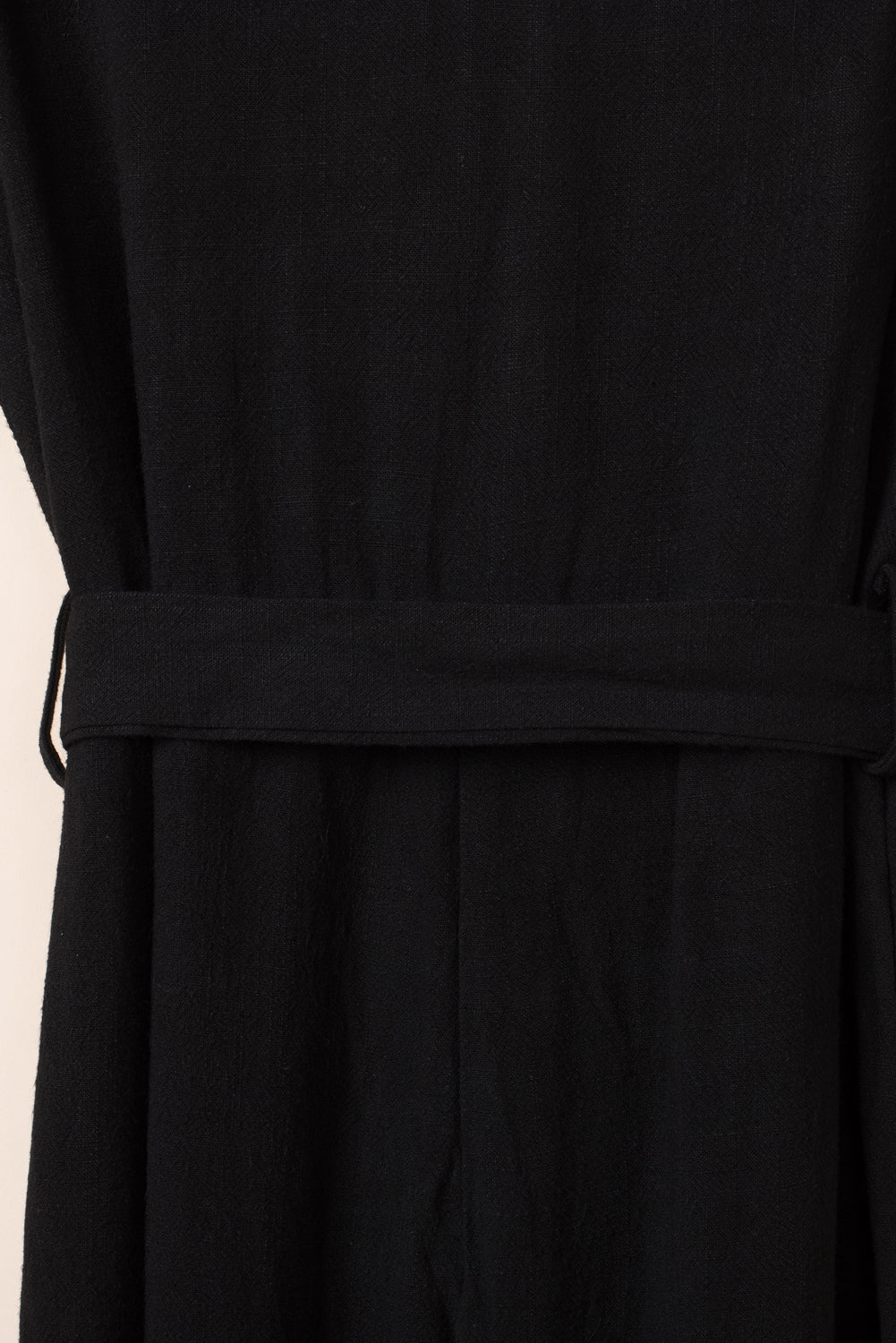 Black V Neck Button Belted Jumpsuit with Pockets