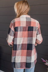 Multicolor Roll up Sleeve Plaid Pattern Shirt