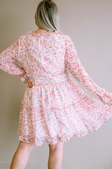 Pink Frilled Tiered Floral Plus Size Dress