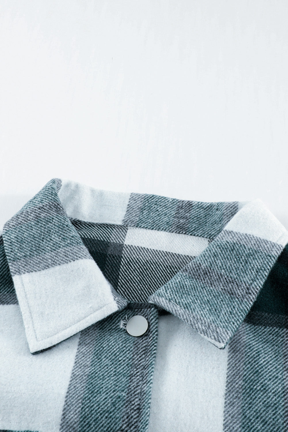 Khaki Plaid Print Buttoned Shirt Coat with Pocket