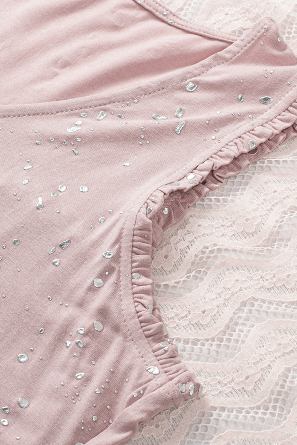 Pink Foil Splatter Drops Ruffled Flowy Tank