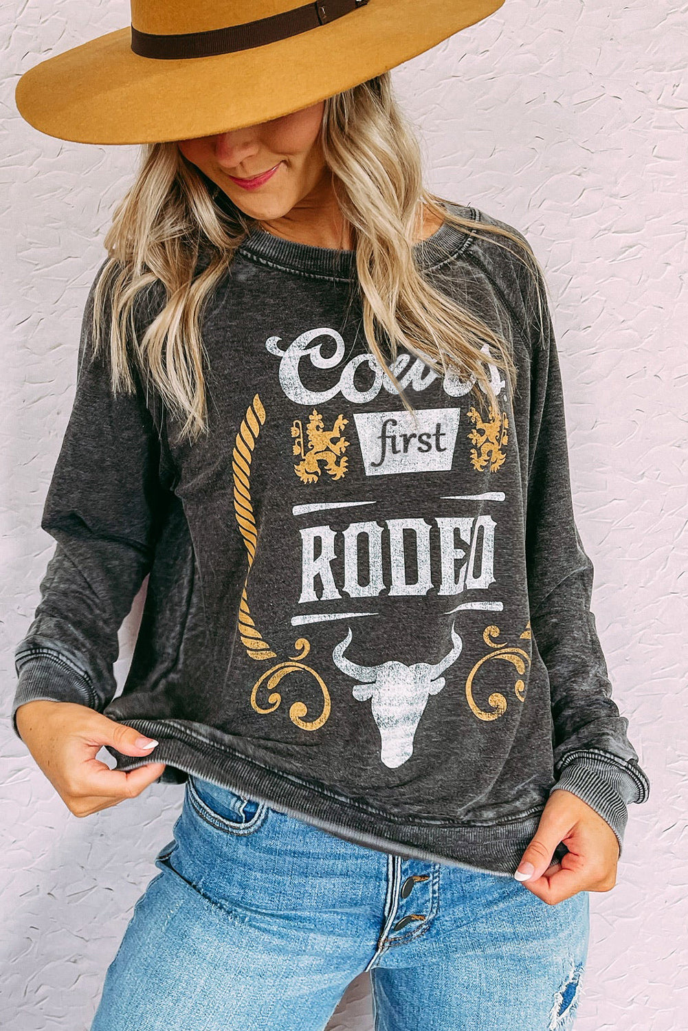 Gray Coors Banquet RODEO Graphic Mineral Washed Sweatshirt