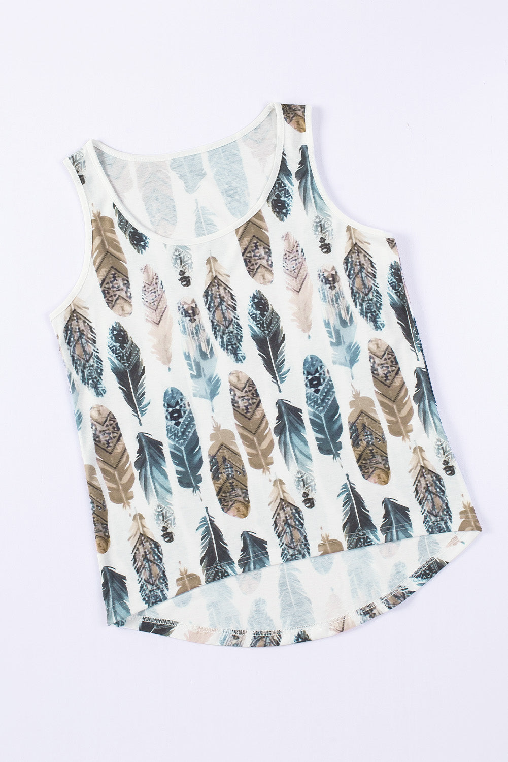 White Aztec Feather Tank Top