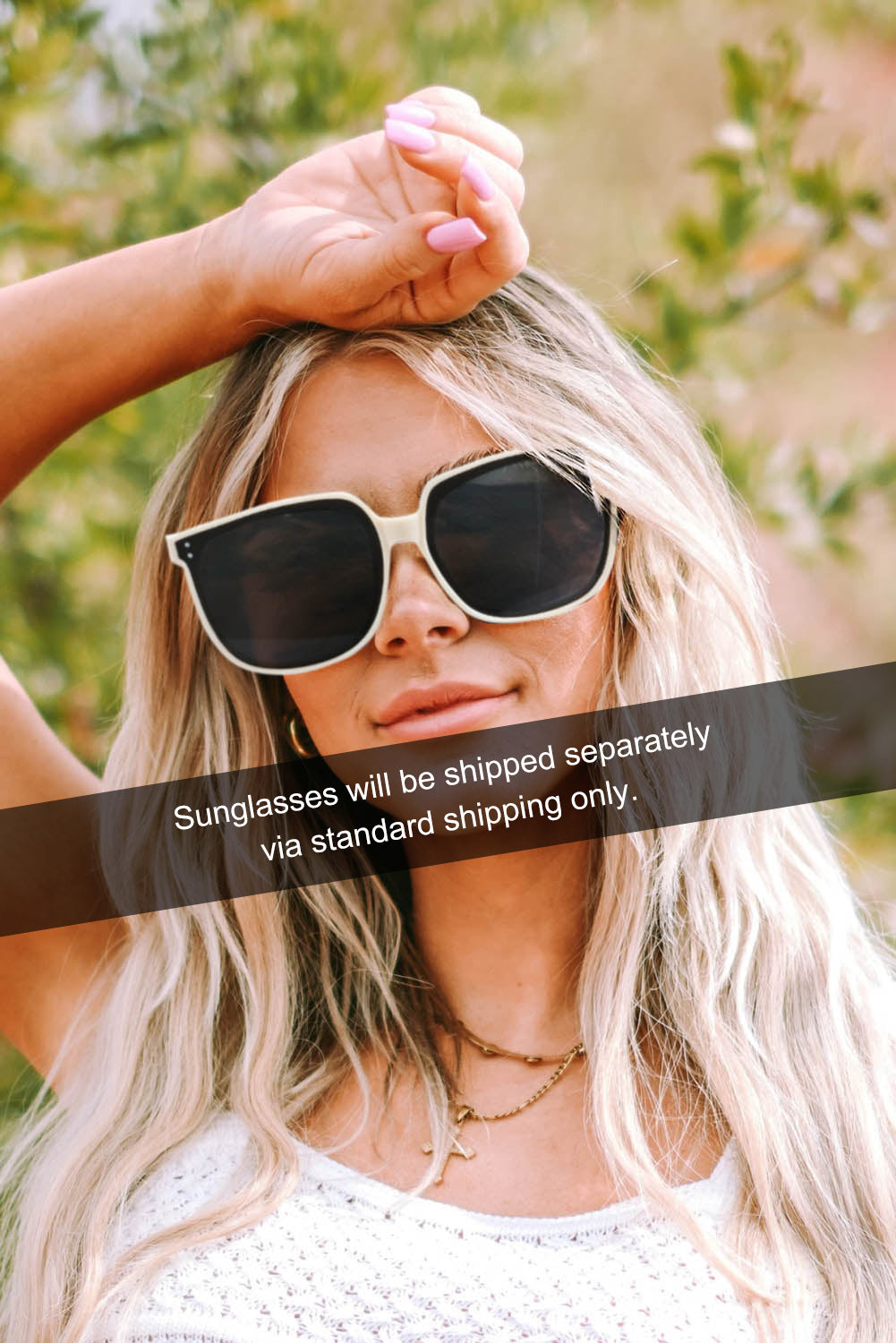 White UV Protection Oversized Square Sunglasses